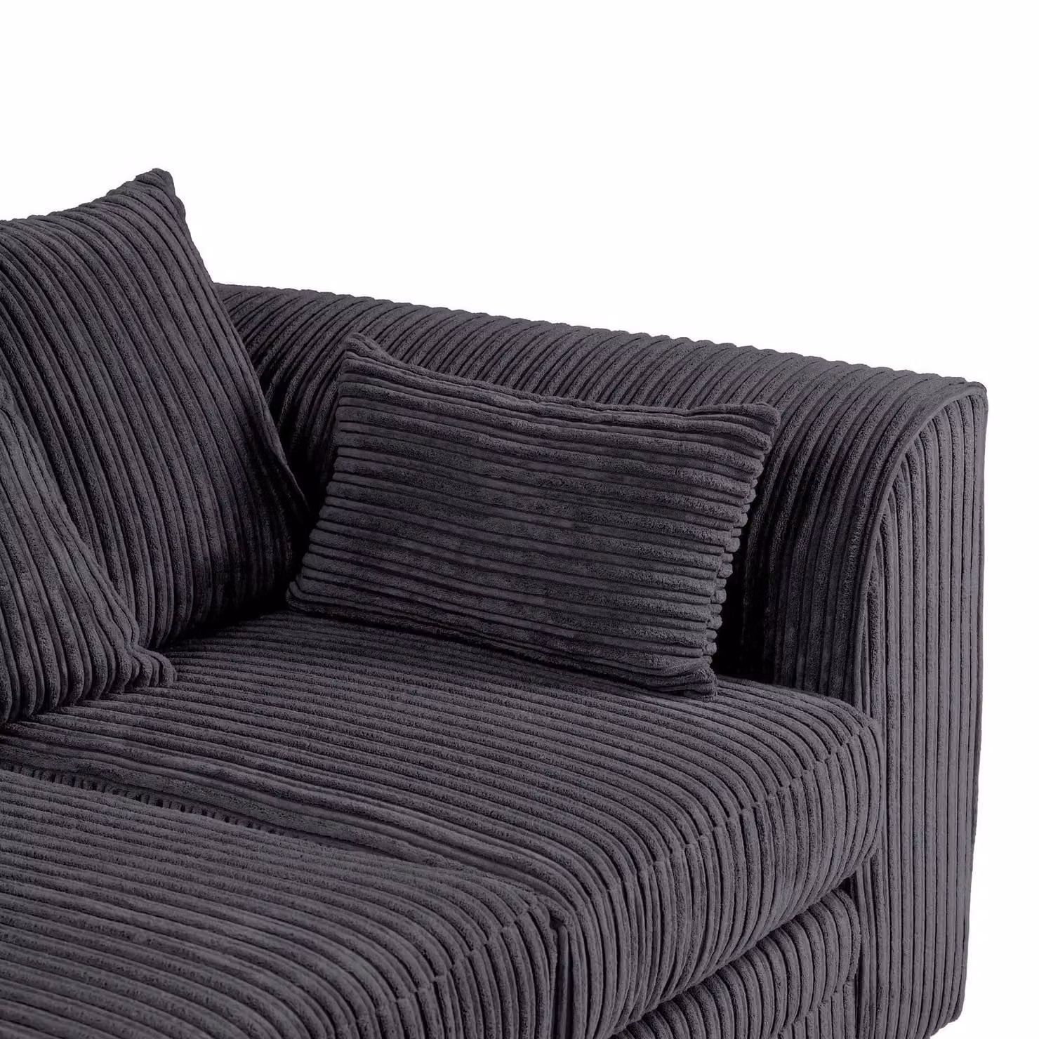 LUXURY LIFE Dylan Left Hand Facing Corner Sofa in Black Jumbo Cord Fabric – 3