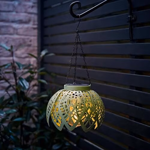 ValueLights Artichoke Solar Hanging LED Garden Lantern Light in Green – 3