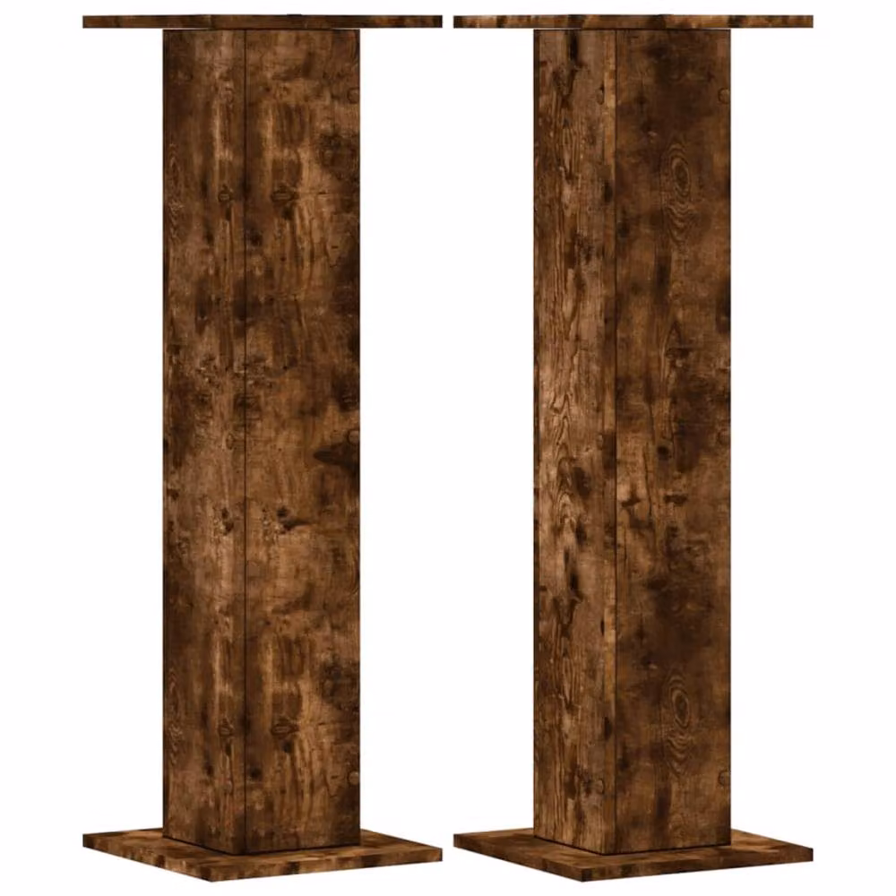 Berkfield Home Set of 2 Smoked Oak Plant Stands in Brown, W/D/H: 30 x 30 x 95 cm – 3
