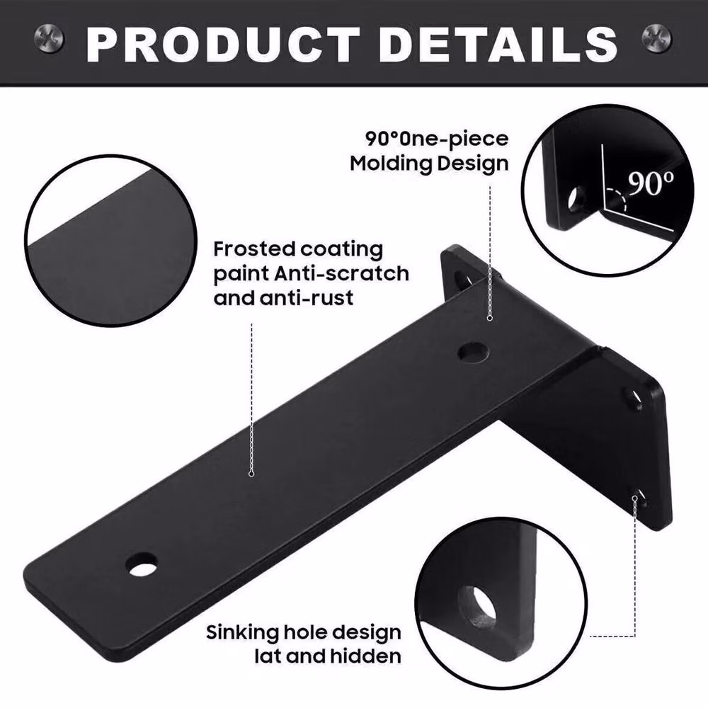 SPETLEK Black Iron Floating Shelf Brackets, 4 Pieces, 15 cm – 3