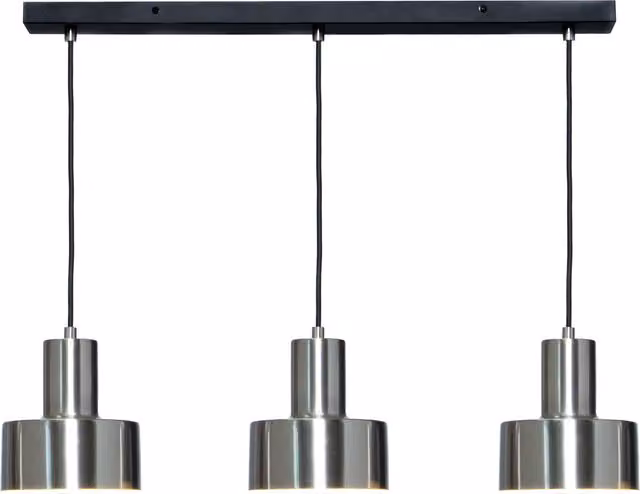 Litecraft Russ Industrial Metal Pendant Ceiling Light in Black or Silver