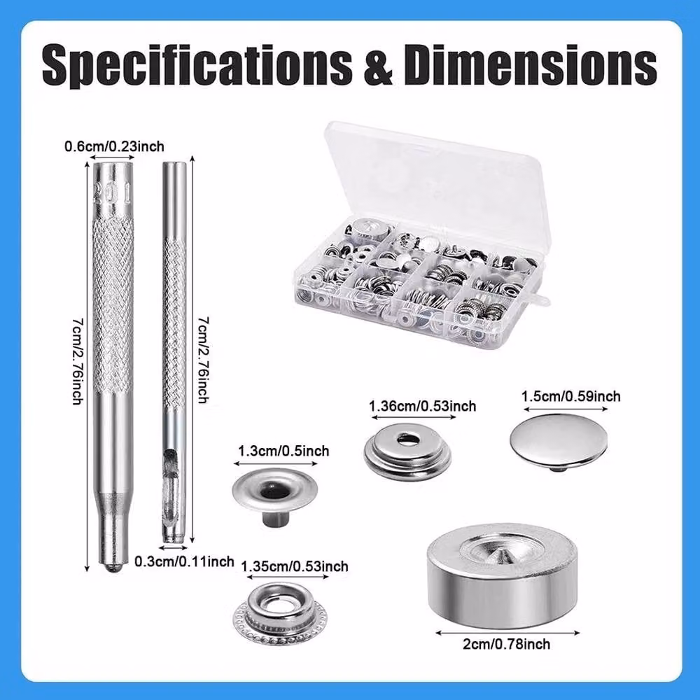 SPETLEK 260-Piece Heavy Duty Snap Fasteners Press in Silver – 4