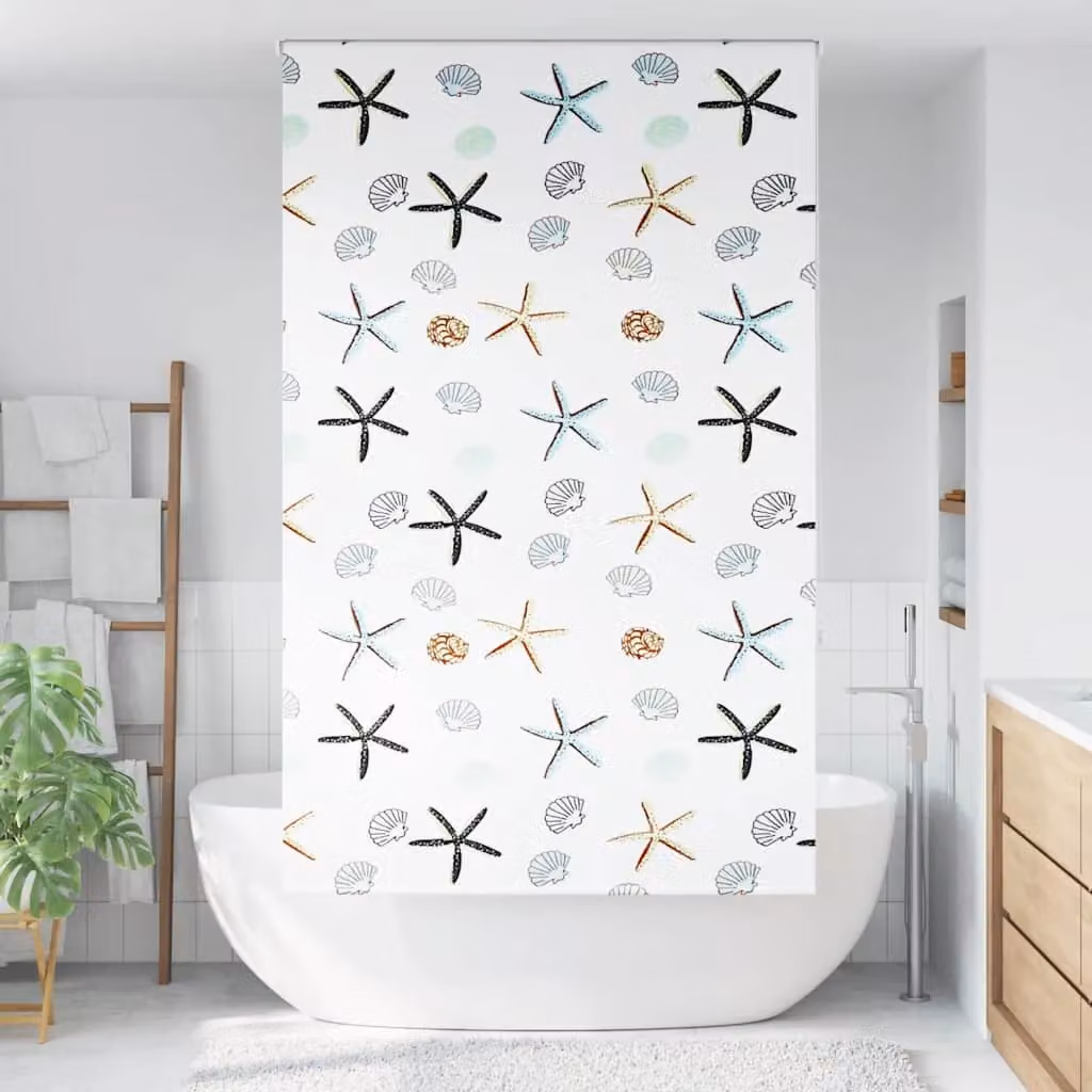 Berkfield Home Black Opaque Shower Roller Blind, W: 130 cm, H: 240 cm