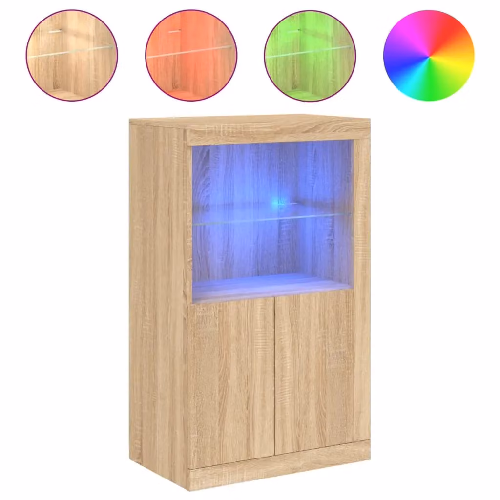 Berkfield Home Modern Side Cabinet with Integrated LED Lights in Sonoma Oak Brown – 2