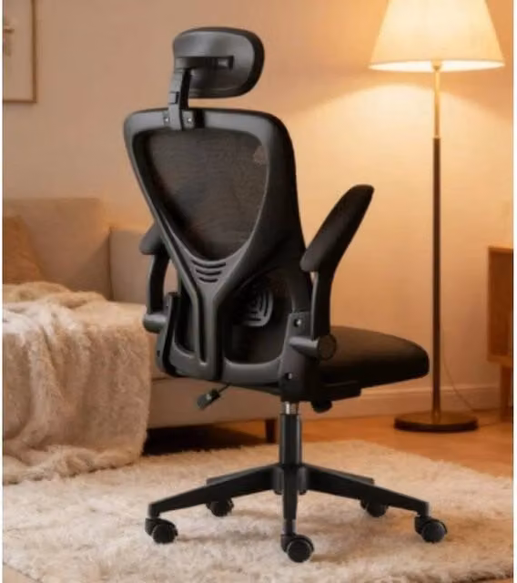 FORGEVIO Style 2 Black Mesh Task Chair with Headrest and Armrests
