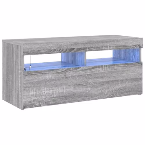 vidaXL Modern TV Cabinet with LED Lights in Grey Sonoma, W: 90 cm, D: 35 cm, H: 40 cm – 2