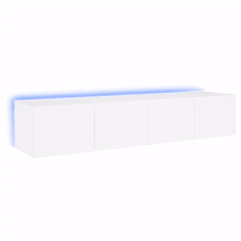 Berkfield Home Modern White TV Wall Cabinets with LED Lights, 2 Piece Set, W/D/H: 80 x 35 x 31 cm – 3