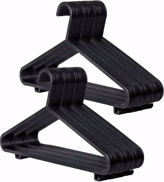 NESTLUNE 150 Black Plastic Space Saving Notched Adult Coat Hangers – 1