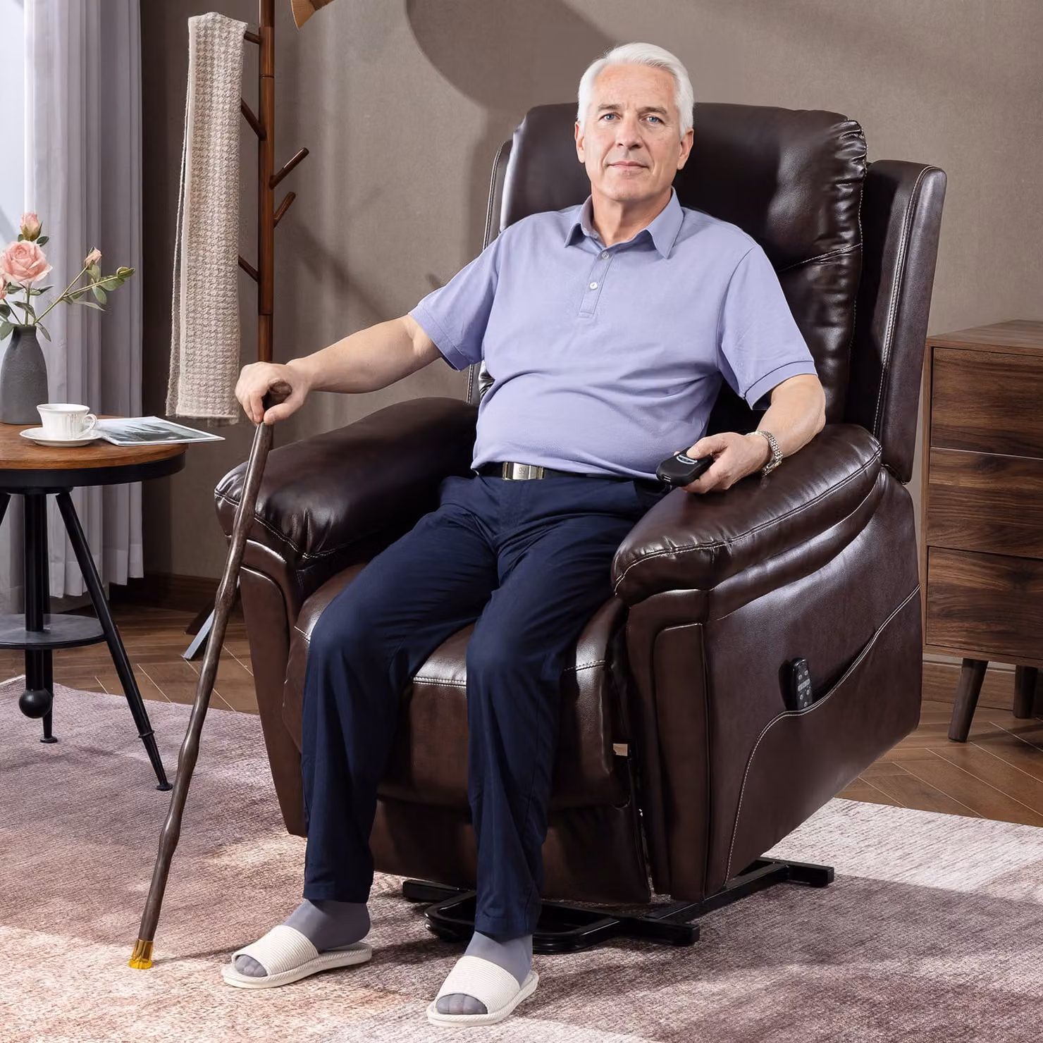 HOMCOM Power Lift Recliner Chair with Vibration Massage, Heat and USB in Brown – 2
