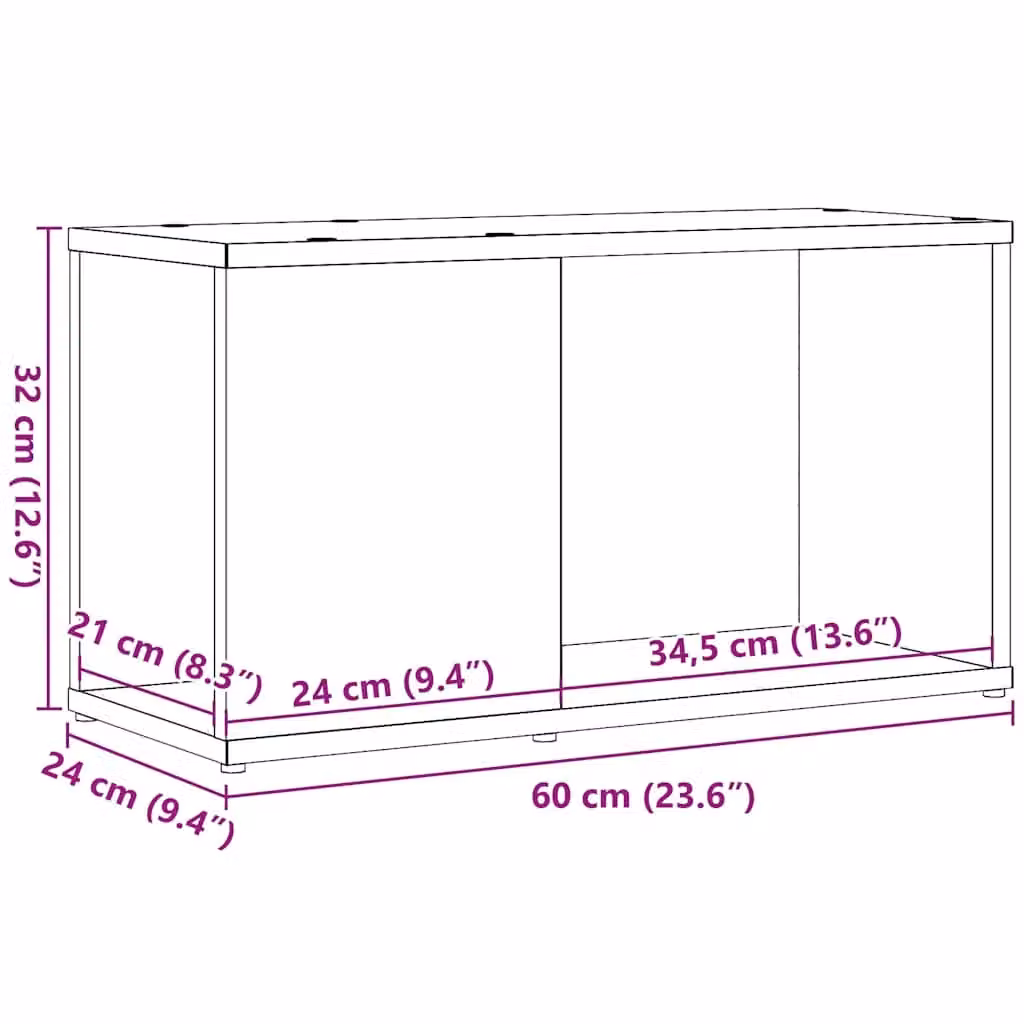 Berkfield Home Black Oak TV Cabinet in Matt MDF, W/D/H: 60 x 24 x 32 cm – 9