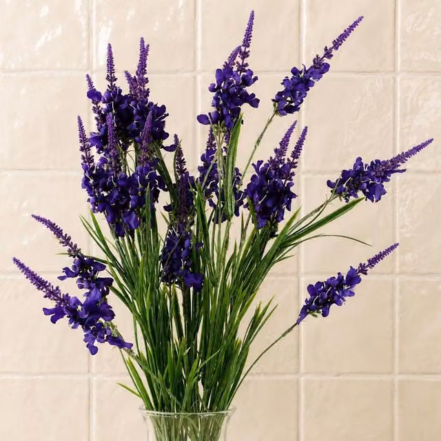 Leaf Pack of 6 Purple Artificial Larkspur Floral Stems, Height: 80 cm