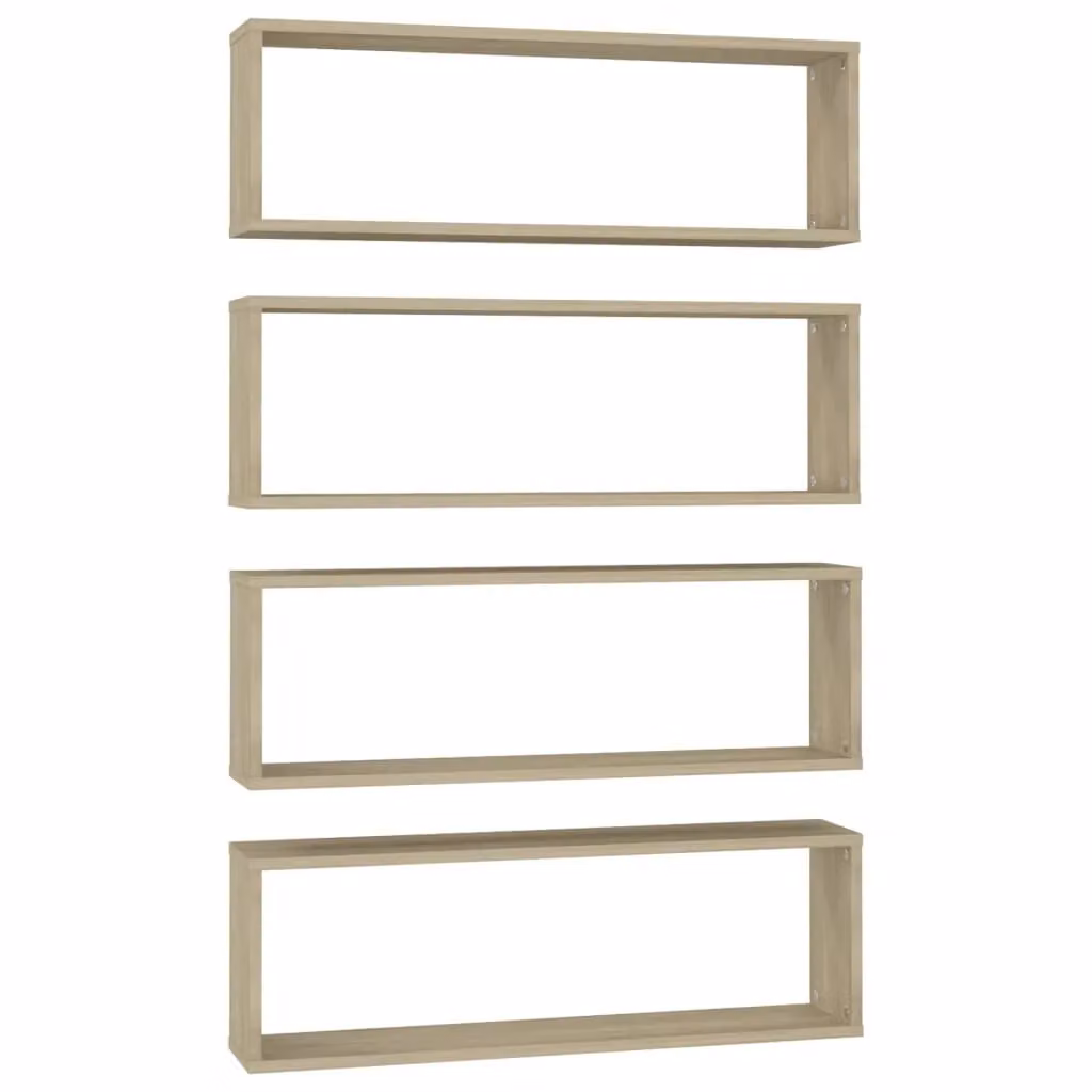 Berkfield Home Wall Mounted Cube Shelf Set of 4 in Sonoma Oak Brown, W: 80 cm, D: 26.5 cm, H: 15 cm – 2