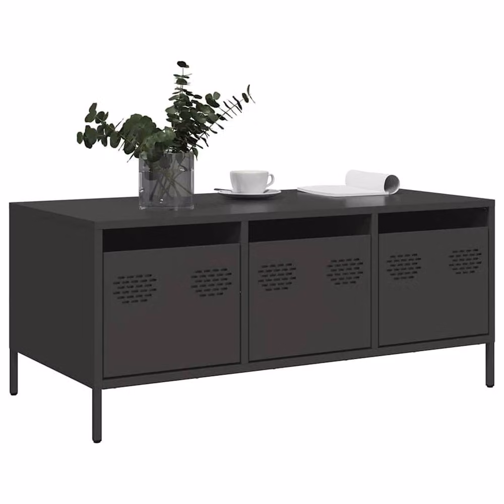 Berkfield Home Industrial Black Metal Coffee Table W: 101.5 cm, D: 50 cm, H: 43.5 cm – 3