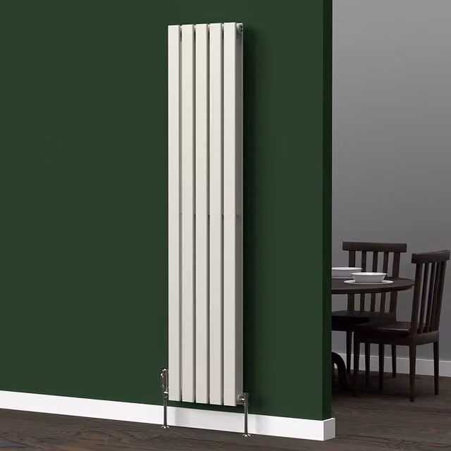 Lux Heat Flat Coloured Vertical Radiator in White, H 160 cm x W 35 cm