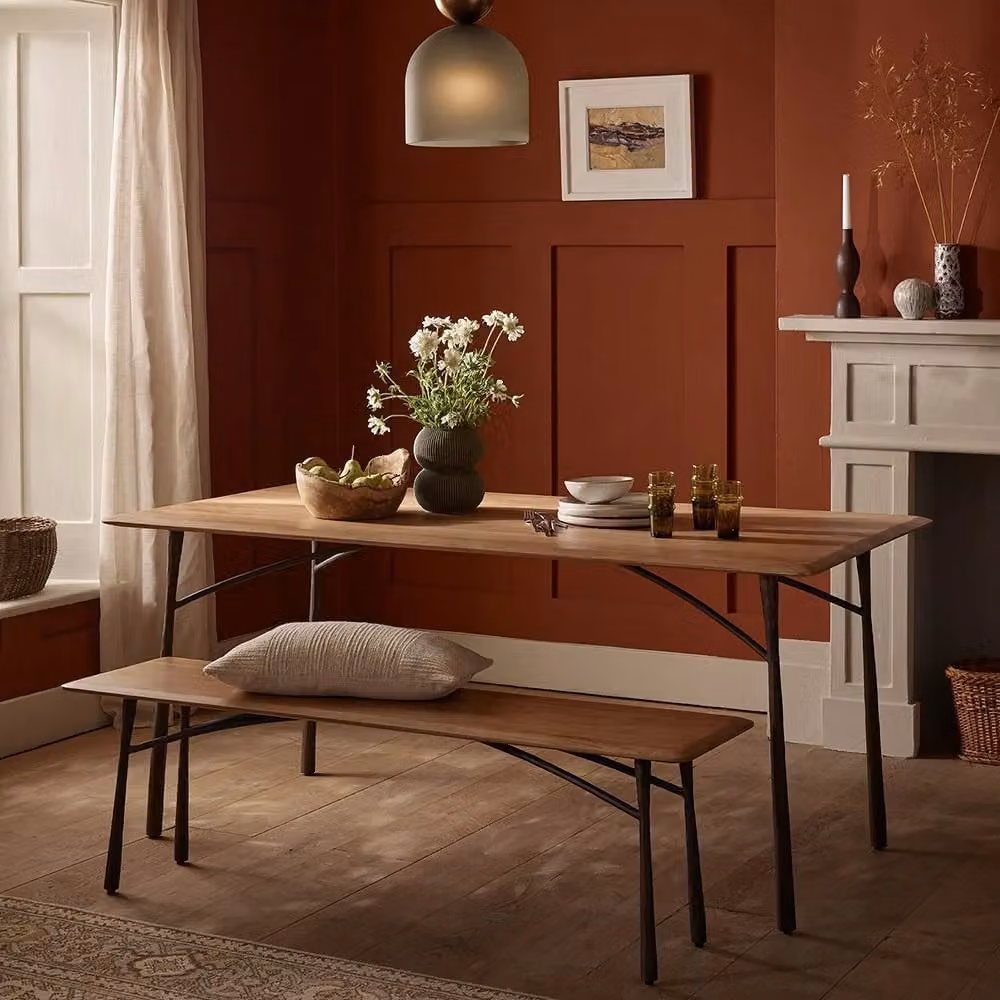 Atkin & Thyme Frida Rectangular Mango Wood Dining Table in Brown