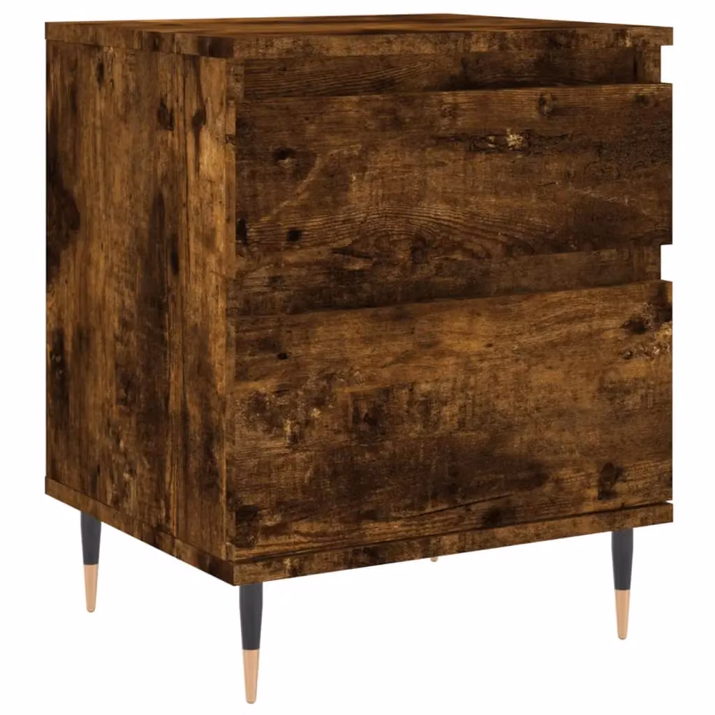 Berkfield Home Set of 2 Smoked Oak Bedside Cabinets in Brown, W/D/H: 40 x 35 x 50 cm – 4