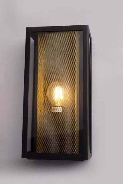BHS Lighting Marco Industrial Outdoor Wall Light in Black and Gold/Brass