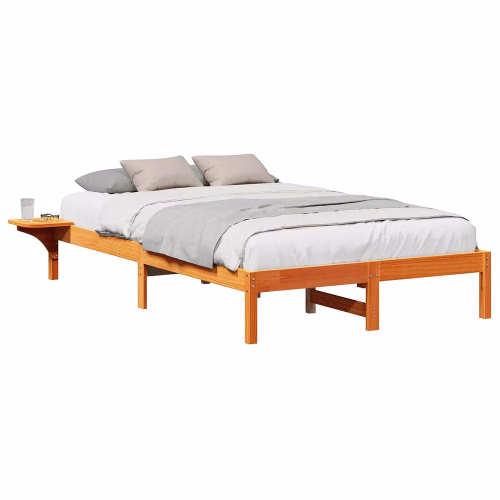 Berkfield Home Solid Pine Wood Bed Frame in Wax Brown, W/D/H: 120 x 190 cm – 2