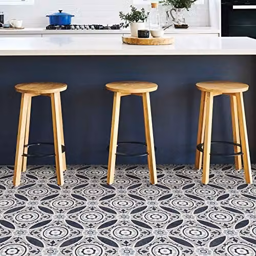WallPops FP2484 Sienna Blue Self-Adhesive Mediterranean Style Peel and Stick Floor Tiles, Set of 10 – 4