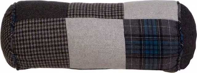 Orsina Heritage Patchwork Bolster Cushion in Blue and Black – 1