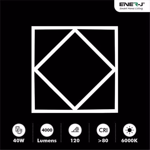ENER-J Pack of 6 Double Square LED Recessed Lights, White, W/D/H: 59.5 x 59.5 x 59.5 cm – 1