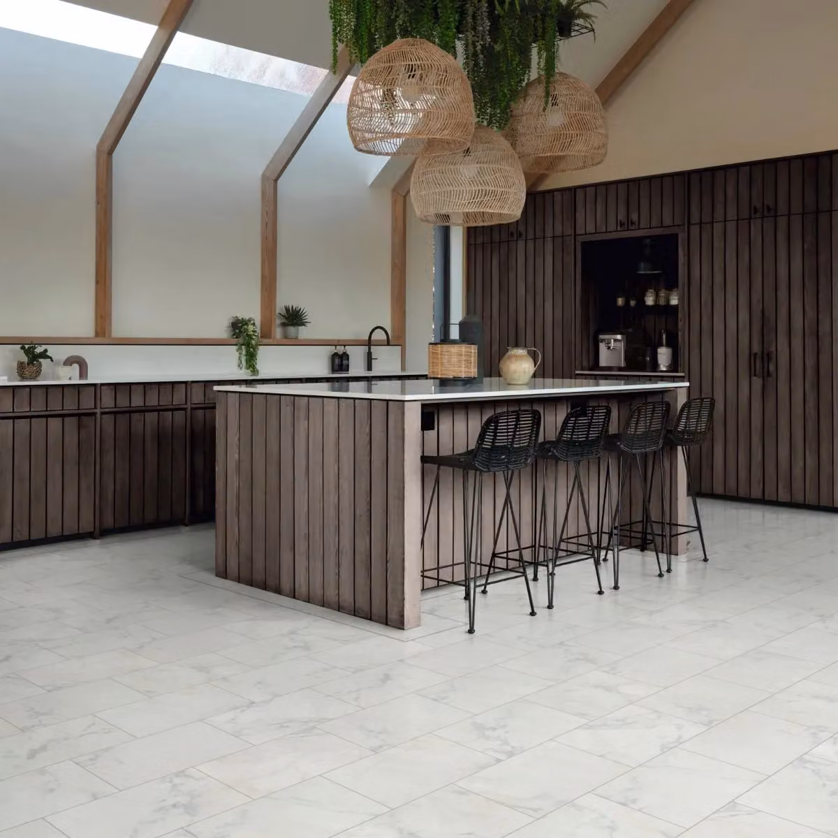 Palio Marble Effect Glue Down Luxury Vinyl Tile, White Stone Look, 2mm Thickness – 2