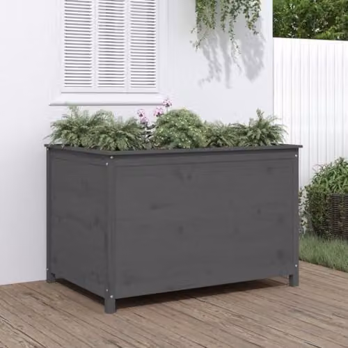 vidaXL Grey Solid Pine Wood Raised Garden Bed W/D/H: 119.5 x 82.5 x 78 cm – 2
