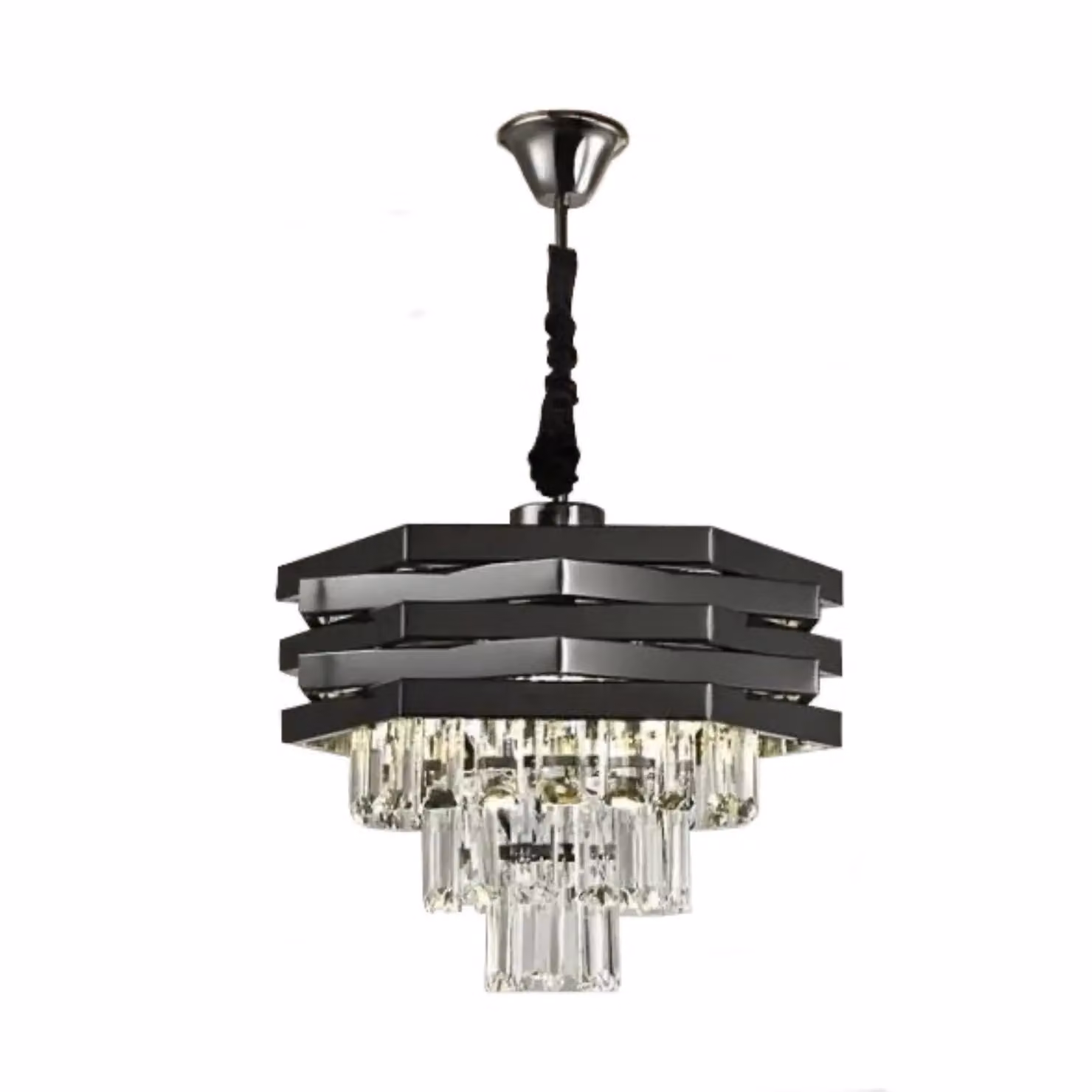 CGC Lighting Kyla Adjustable Crystal and Stainless Steel Pendant Ceiling Light in Grey Smoke – 2