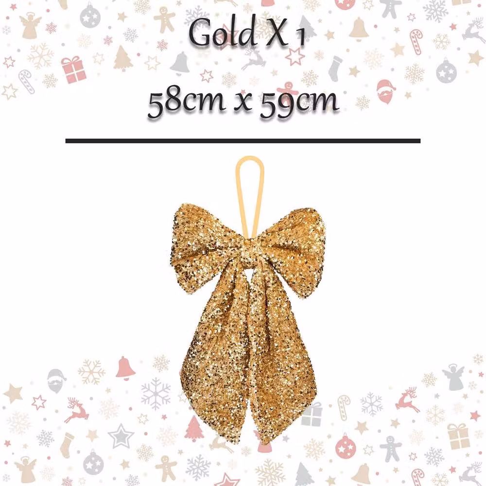 VFM e-Store Gold Sequins Bow Hanging Decoration W: 58 cm, H: 58.98 cm – 2
