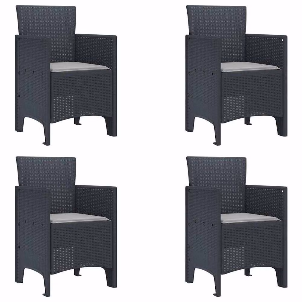 Berkfield Home 5 Piece Anthracite Poly Rattan Garden Dining Set with Grey Cushions – 4