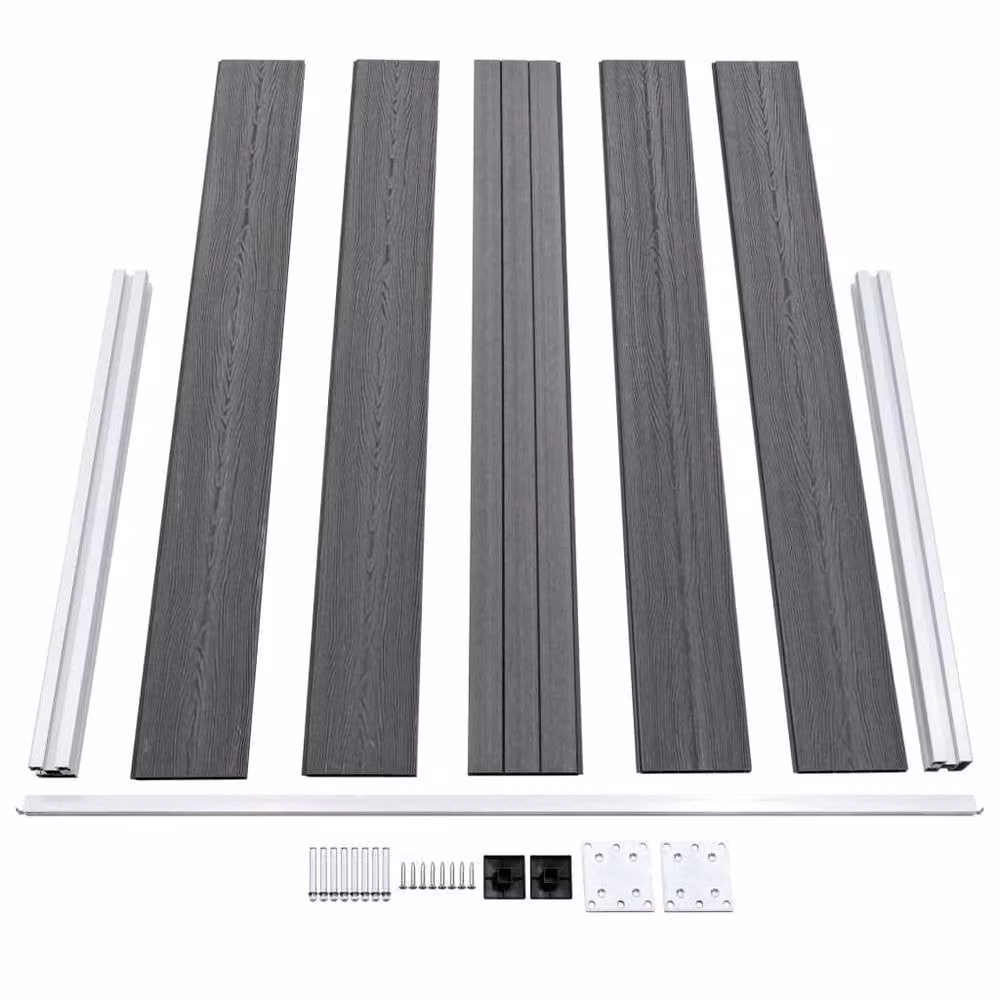Berkfield Grey WPC and Aluminium Garden Fence Panel W: 353 cm, H: 106 cm – 5