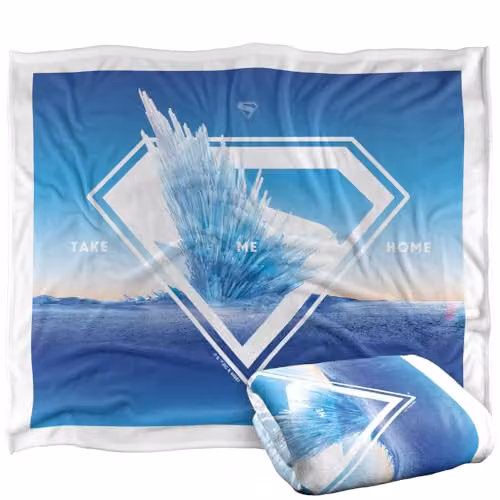 Warner Bros. Superman 2025 Movie Fortress Of Solitude Take Me Home Super Soft Silky Touch Fleece Throw Blanket, Multicolour, W: 152 cm, D: 127 cm