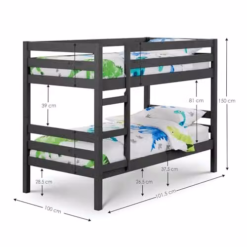 Julian Bowen Camden Two-Level Bunk Bed Frame in Anthracite Grey Solid Wood – 2
