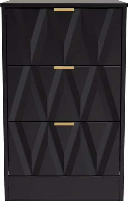Ready Assembled 2 U Washington 3 Drawer Bedside Cabinet in True Black – 1
