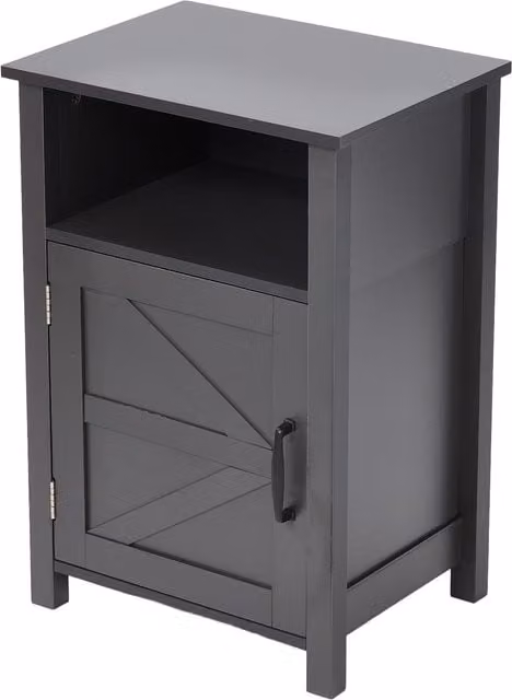 Livingandhome Modern Grey MDF Bedside Table with Cupboard