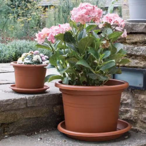 Gardenesque Eco Cylinder Recycled Plastic Planter in Terracotta and Brown, 3 Pack, Diameter: 35 cm – 2