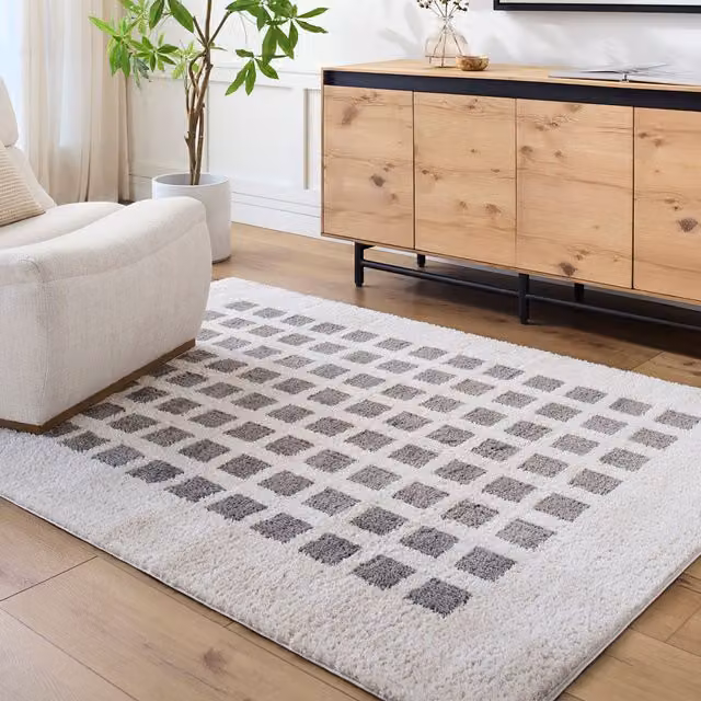 Livabliss Fossay Shag Washable High Pile Modern Rug in Charcoal, W: 160 cm, D: 215 cm