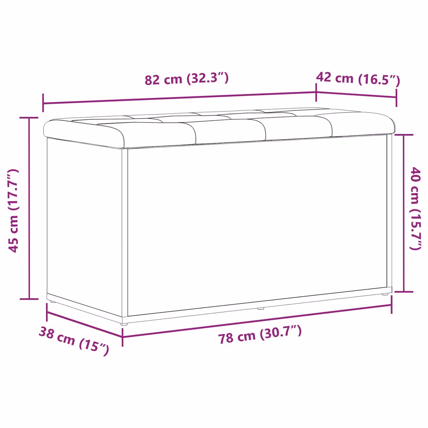Berkfield Home Black Oak Storage Bench W/D/H: 80 x 40 x 45 cm – 7