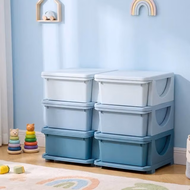 STILVORA Kids Storage Unit with 6 Drawers in Blue – 1