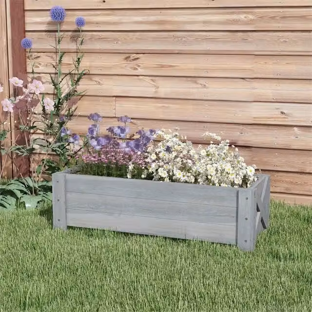 EONLION Grey Wooden Garden Raised Bed Planter Box for Herb Gardens W/D/H: 91.5 x 36.5 x 36.0 cm – 1