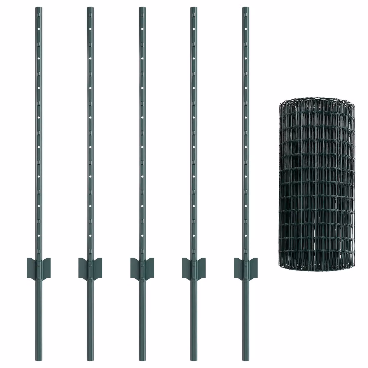 Berkfield Home Euro Fence with 5 U Posts, Green Steel – 2