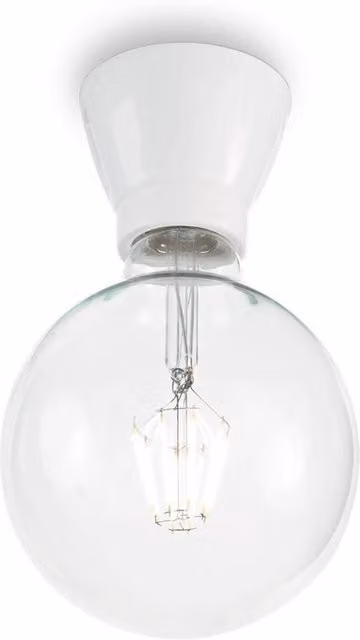Netlighting Winery Single Light Ceiling Light in White Ceramic and Glass