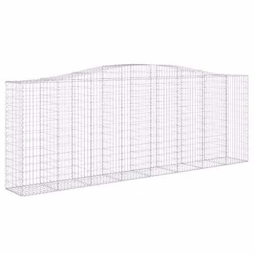 vidaXL Set of 6 Arched Gabion Baskets in Silver Galvanised Steel, W/D/H: 400 x 50 x 140/160 cm