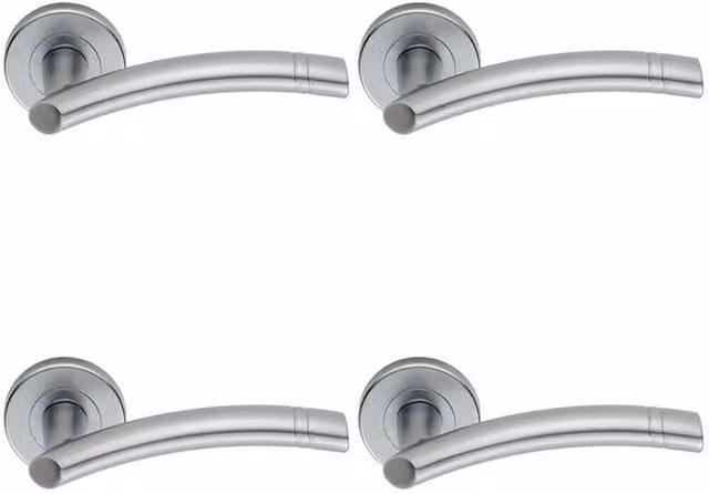 Loops 4x Pair Arched Round Bar Handles with Ring Detailing and Concealed Fixings in Satin Chrome
