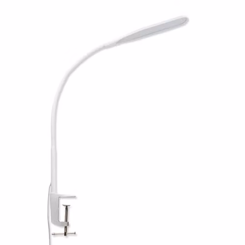 ValueLights White LED Adjustable Dimmable Reading Task Lamp with Clip and USB Power – 1
