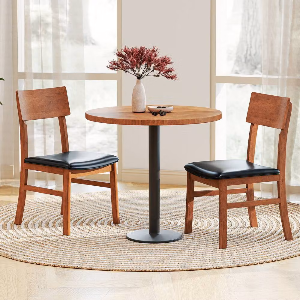 Costway Set of 2 Modern Wooden Dining Chairs with Black Upholstered Seats – 5