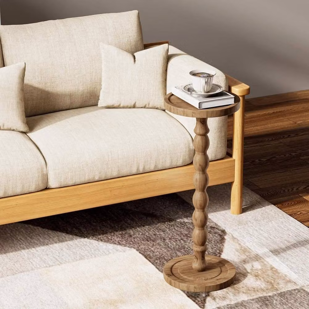 FORGEVIO Brown Wooden Round Side Table and Coffee Table – 2