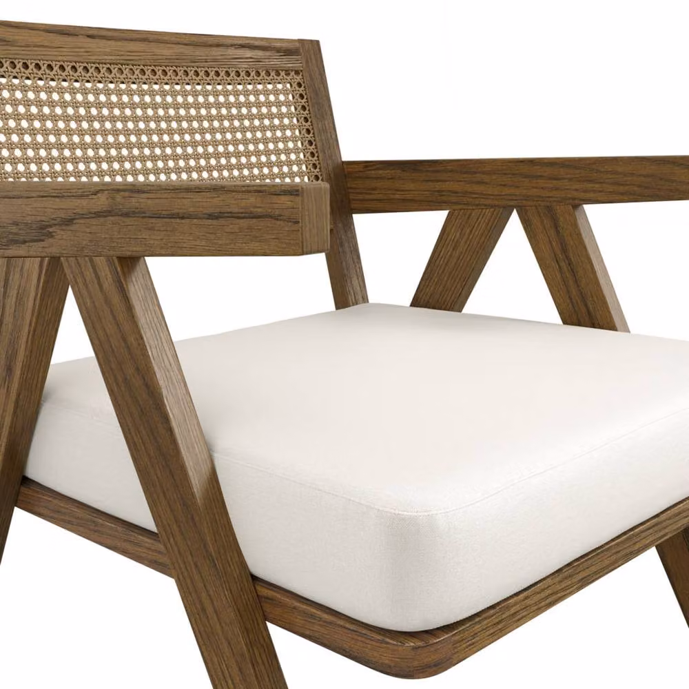 Wyld Haus Martone Beige Woven Accent Armchair with Solid Wood Frame – 3