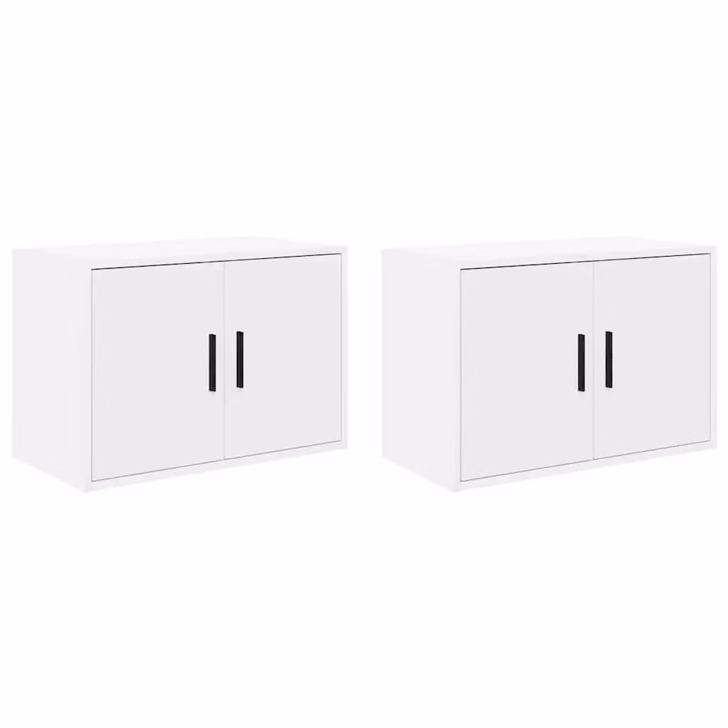 Berkfield Home Set of 2 White Wall Mounted Garage and Workshop Cabinets with Hinged Doors and Internal Shelves – 2