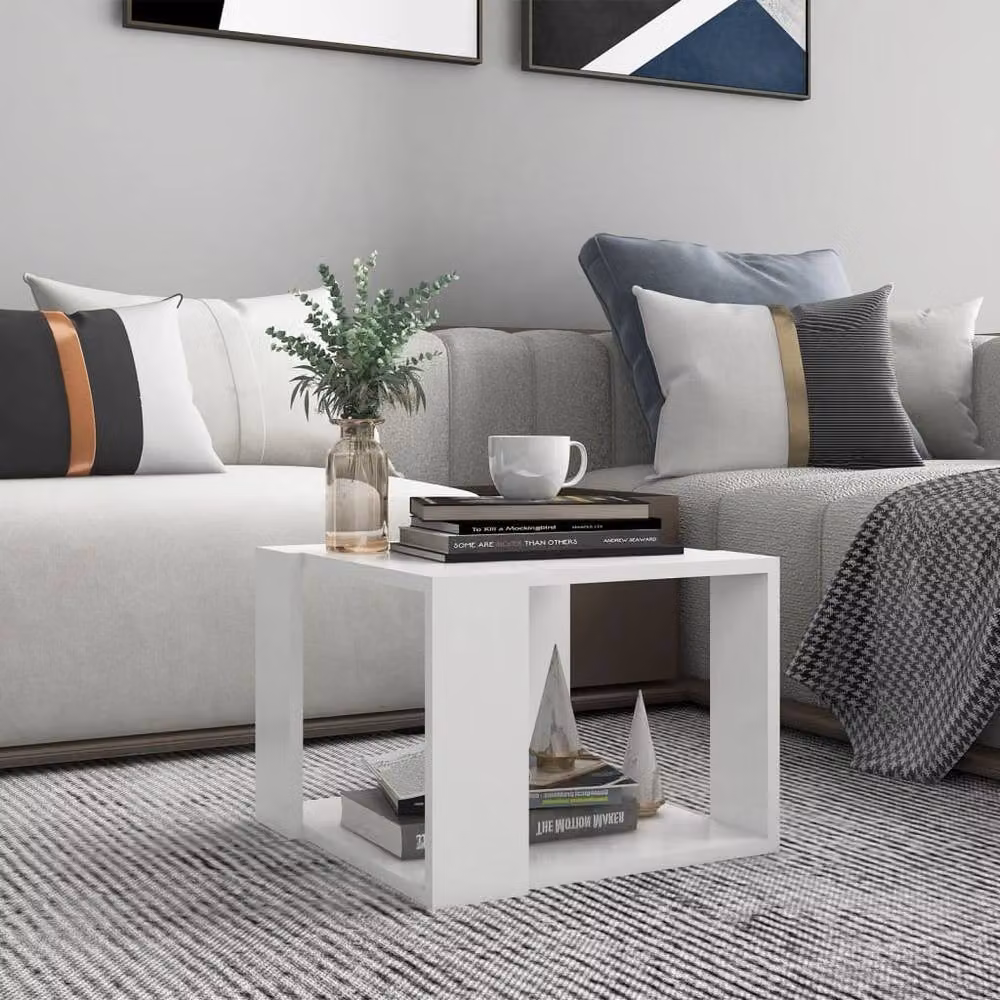 Berkfield Home Modern White Square Coffee Table, W/D/H: 40 x 40 x 30 cm – 2